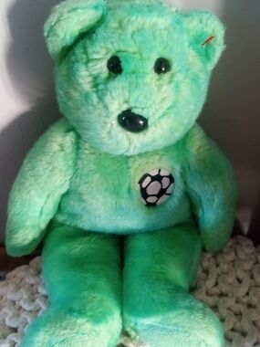 Ty Green Plush Teddy Bear with Soccer Patch